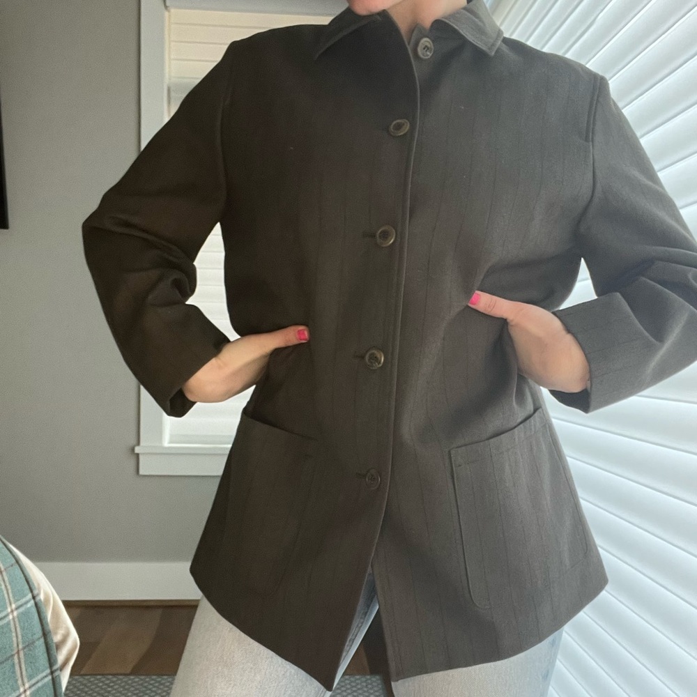 100% wool button up